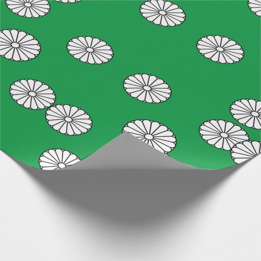 Retro Green Circular White Japanse ventilator Cadeaupapier (Hoek)