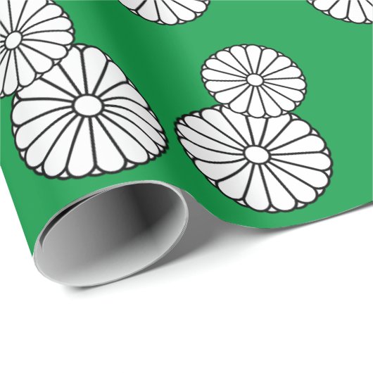 Retro Green Circular White Japanse ventilator Cadeaupapier (Rol Hoek)