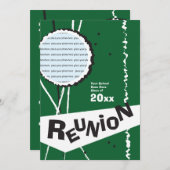  Retro Green Class Reunion Uitnodiging (Voorkant / Achterkant)