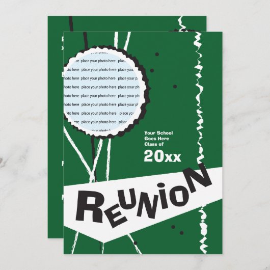  Retro Green Class Reunion Uitnodiging (Voorkant / Achterkant)