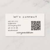 Retro Green Cream Wavy Checkered Boho QR Code Visitekaartje (Achterkant)