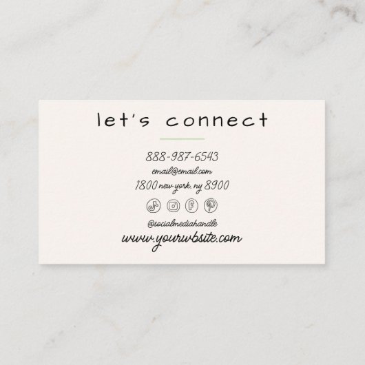 Retro Green Cream Wavy Geruite Boho Pastel Visitekaartje (Achterkant)