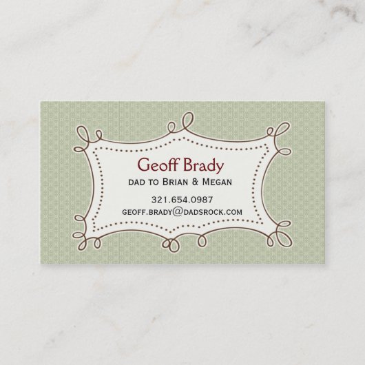 Retro Green Dad Card Contactkaartje (Voorkant)