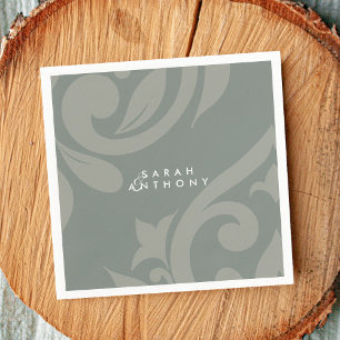 Retro Green Damask Elegant Classic Wedding Servet
