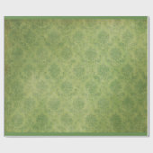  Retro Green Damask Patroon Cadeaupapier (Vlak)