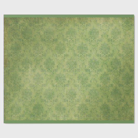  Retro Green Damask Patroon Cadeaupapier (Vlak)