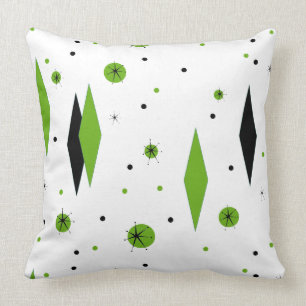Retro Green Diamond & Starburst Sierkussen