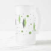 Retro Green Diamond & Starbursts Frosted Glass Mok (Voorkant rechts)