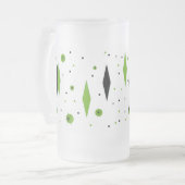 Retro Green Diamond & Starbursts Frosted Glass Mok (Voorkant links)