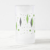 Retro Green Diamond & Starbursts Frosted Glass Mok (Center)