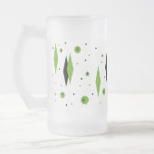Retro Green Diamond & Starbursts Frosted Glass Mok (Links)
