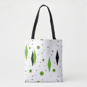 Retro Green Diamonds en Starbursts Canvas tas (Voorkant)