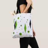 Retro Green Diamonds en Starbursts Canvas tas (Dichtbij)