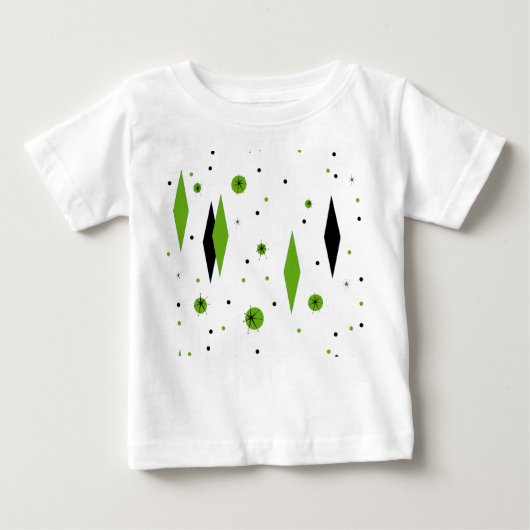 Retro Green Diamonds & Starbursts Baby T-Shirt (Voorkant)