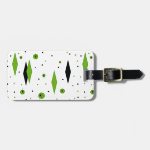 Retro Green Diamonds & Starbursts Bagagelabel