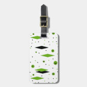 Retro Green Diamonds & Starbursts Bagagelabel (Voorkant verticaal)