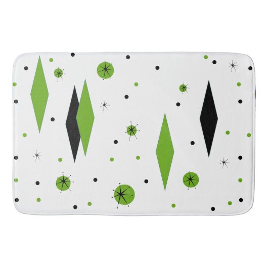 Retro Green Diamonds & Starbursts Bath Mat (Voorkant)