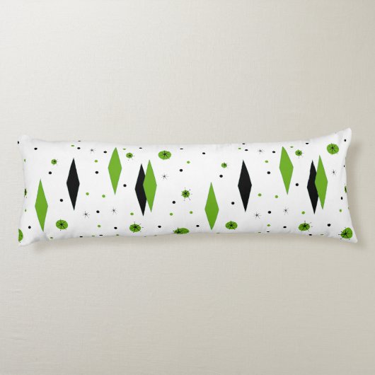 Retro Green Diamonds & Starbursts Body Pillow Lichaamskussen (Achterkant)
