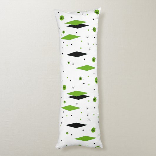 Retro Green Diamonds & Starbursts Body Pillow Lichaamskussen (Achterkant (Verticaal))