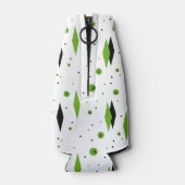 Retro Green Diamonds & Starbursts Bottle Cooler (Achterkant)