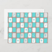 Retro Green Diamonds & Starbursts Briefkaart (Voorkant / Achterkant)