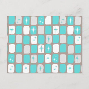 Retro Green Diamonds & Starbursts Briefkaart