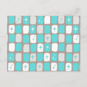 Retro Green Diamonds & Starbursts Briefkaart (Voorkant)