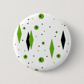 Retro Green Diamonds & Starbursts Button (Voorkant)