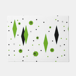 Retro Green Diamonds & Starbursts deurmat
