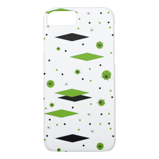 Retro Green Diamonds & Starbursts iPhone Case (Achterkant)