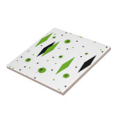 Retro Green Diamonds & Starbursts keramische tegel Tegeltje (Zijkant)