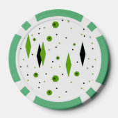 Retro Green Diamonds & Starbursts Poker Chips (Achterkant)