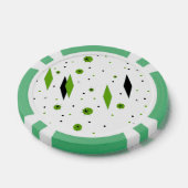Retro Green Diamonds & Starbursts Poker Chips (Enkel)