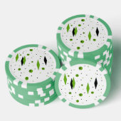 Retro Green Diamonds & Starbursts Poker Chips (Opstapeling)
