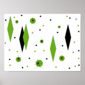 Retro Green Diamonds & Starbursts Poster (Voorkant)