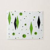 Retro Green Diamonds & Starbursts Puzzle Legpuzzel (Horizontaal)