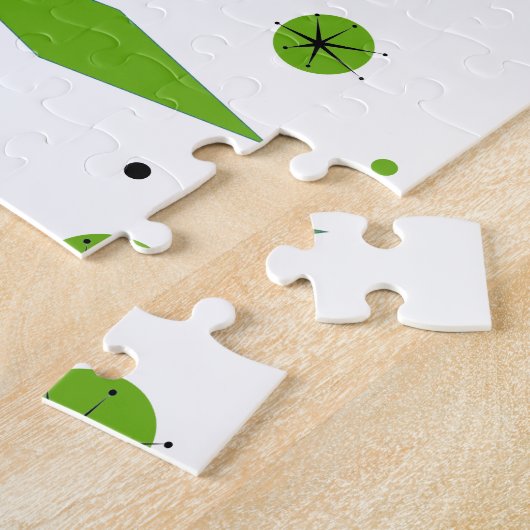 Retro Green Diamonds & Starbursts Puzzle Legpuzzel (Zijkant)