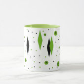 Retro Green Diamonds & Starbursts Ringer Mok (Midden)