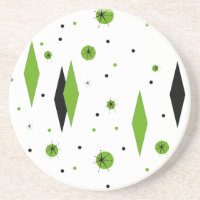 Retro Green Diamonds & Starbursts Sandstone Puzzle