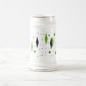 Retro Green Diamonds & Starbursts Stein Bierpul (Center)