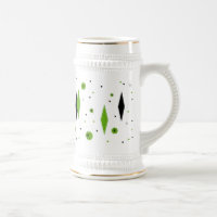 Retro Green Diamonds & Starbursts Stein