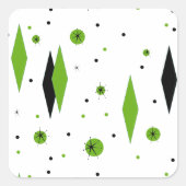 Retro Green Diamonds & Starbursts Stickers (Voorkant)