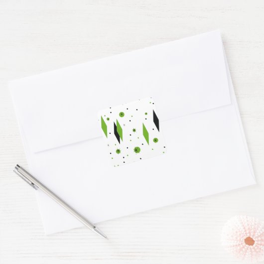 Retro Green Diamonds & Starbursts Stickers (Envelop)