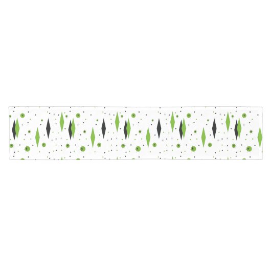 Retro Green Diamonds & Starbursts Table Runner Korte Tafelloper (Horizontaal)