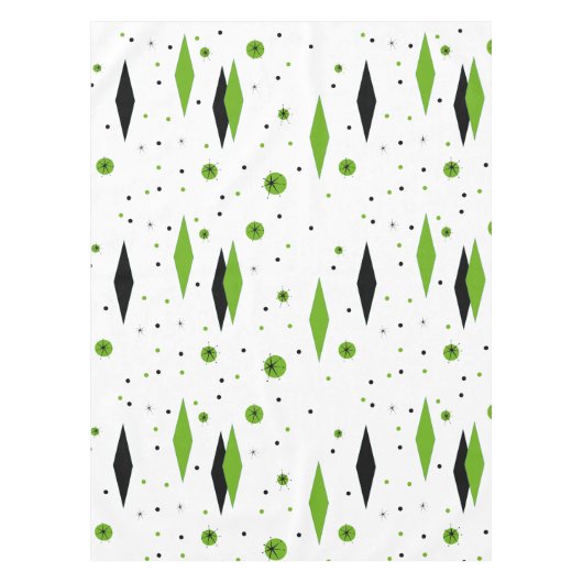Retro Green Diamonds & Starbursts Tablecloth Tafelkleed (Voorkant)