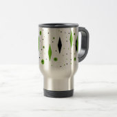 Retro Green Diamonds & Starbursts Travel Mug Reisbeker (Voorkant rechts)