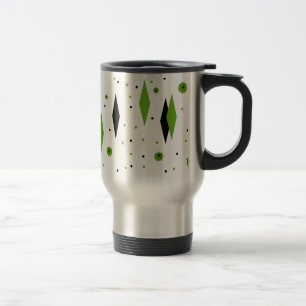 Retro Green Diamonds & Starbursts Travel Mug Reisbeker