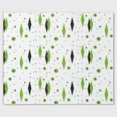Retro Green Diamonds & Starbursts Wrapping Paper Cadeaupapier (Vlak)