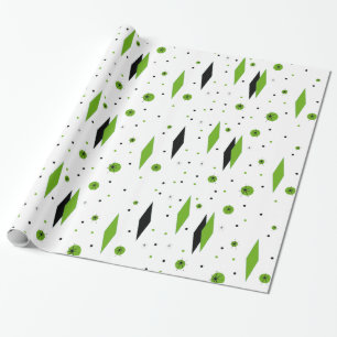 Retro Green Diamonds & Starbursts Wrapping Paper Cadeaupapier