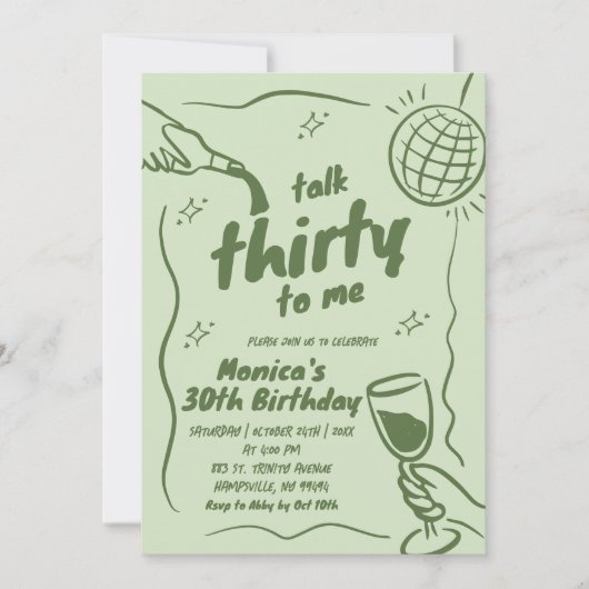 Retro Green Disco Talk 30e verjaardag Kaart (Voorkant)